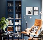 书房客厅深蓝色墙面装修效果图片