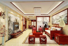 中式现代客厅 中式家具摆放装修效果图片