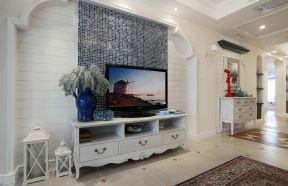 地中海客厅装修效果图 马赛克电视背景墙