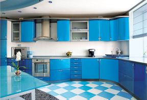 现代风格厨柜 蓝色橱柜装修效果图片