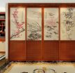 中式书房装饰画实木隔断效果图 