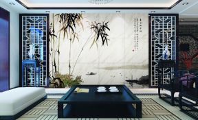 中式實(shí)木隔斷效果圖 客廳背景墻效果圖欣賞