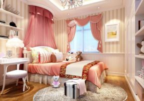 女孩卧室粉色床缦装修效果图片