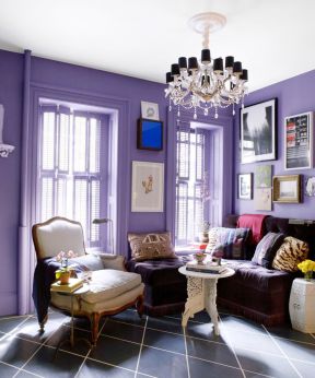 客厅乳胶漆颜色 紫色墙面装修效果图片