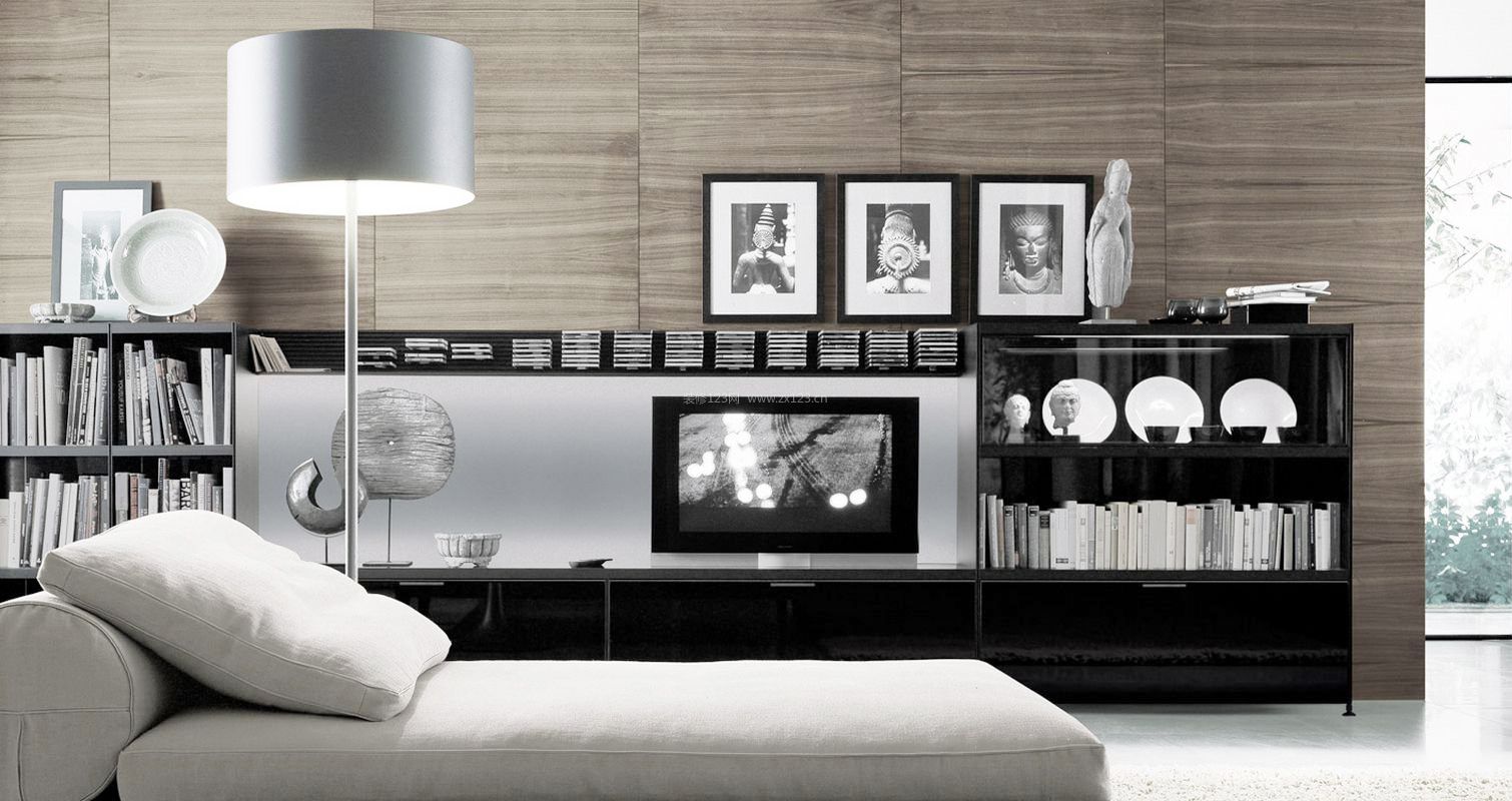 黑白简约风格客厅电视柜装修