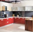 U型厨房红色橱柜装修效果图片