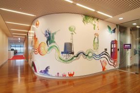 走廊文化背景墙彩绘装修效果图片
