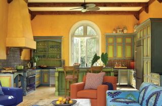 90平地中海风格整体厨房颜色