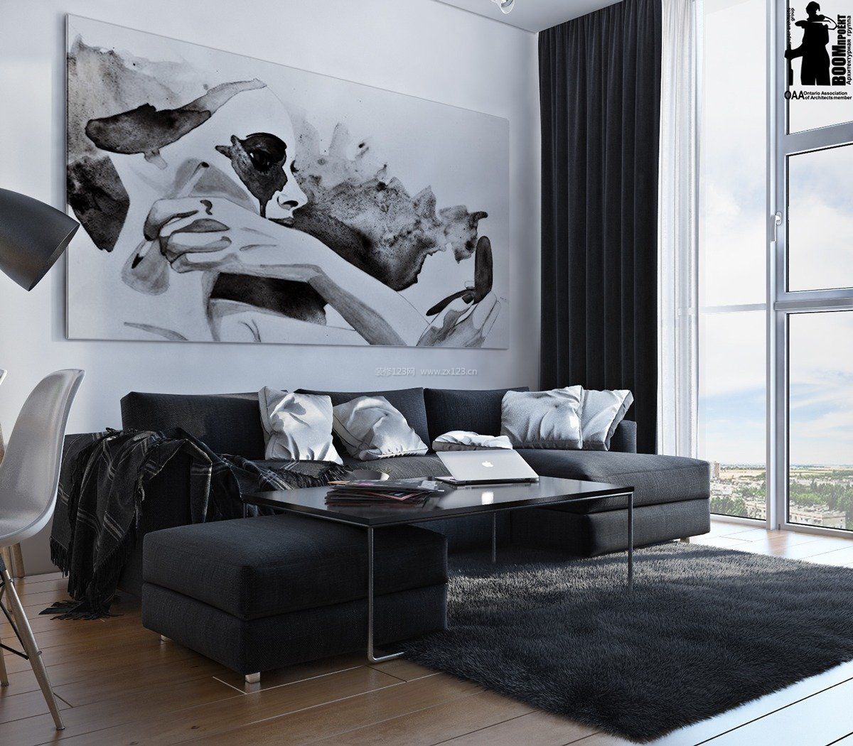 现代家居客厅沙发背景墙室内装饰设计效果图
