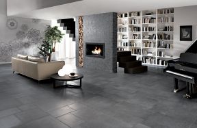 室内现代风格设计灰色地砖装修效果图片