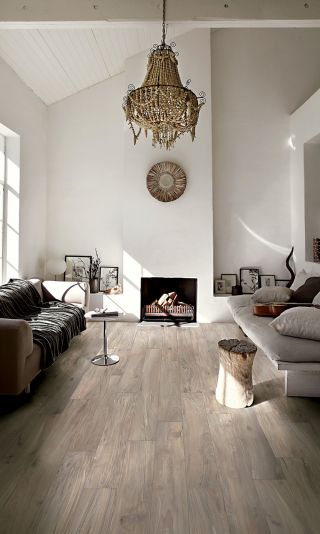 室内现代风格设计浅灰色木地板装修效果图片