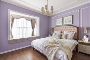美式女孩卧室紫色墙面装修效果图片