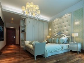 别墅简欧卧室装修效果图 实木地板贴图