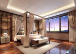 现代中式风格元素卧室四柱床装修效果图片