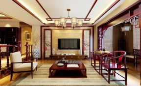 别墅现代中式 中式红木家具客厅