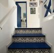 蓝白地中海房屋室内楼梯设计图片
