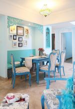 蓝白地中海餐厅餐桌椅子装修效果图片