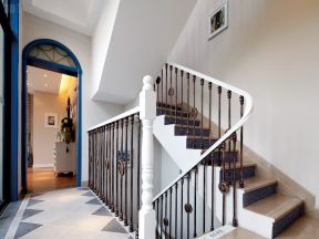 蓝白地中海房屋室内楼梯设计效果图片大全