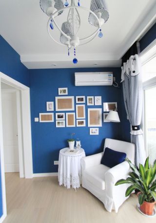 蓝白地中海房屋室内照片墙设计效果图