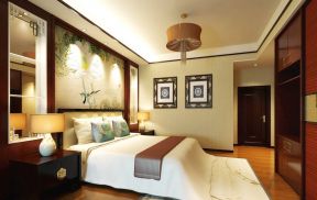 新中式装修风格图 中式卧室床头背景墙