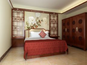 中式卧室装修效果图大全 床头壁纸背景墙装修效果图