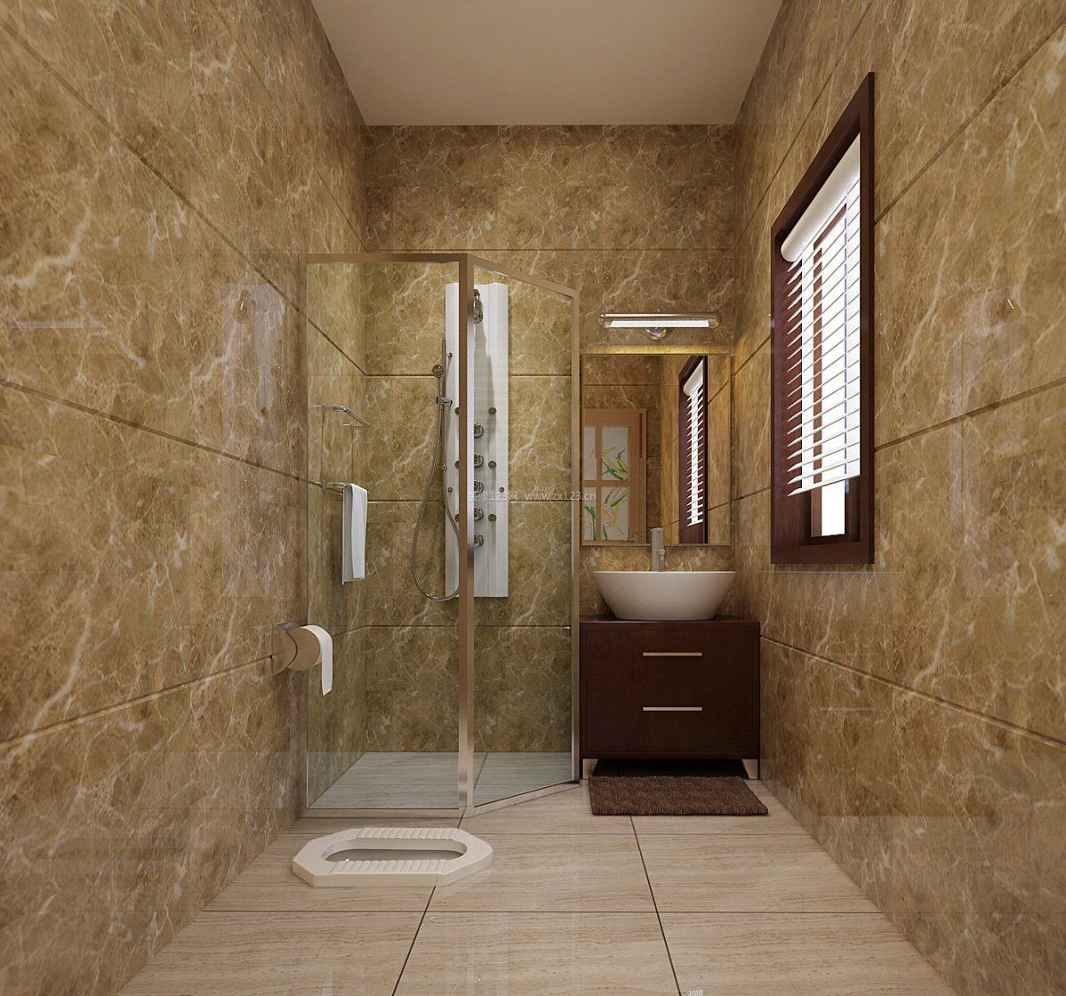 中式别墅厕所墙面瓷砖效果图