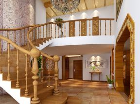 别墅楼梯设计 木楼梯扶手装修效果图