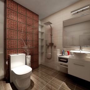 中式厕所最新背景墙设计效果图