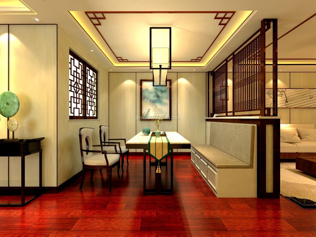 简约新中式风格家庭餐厅装修效果图片