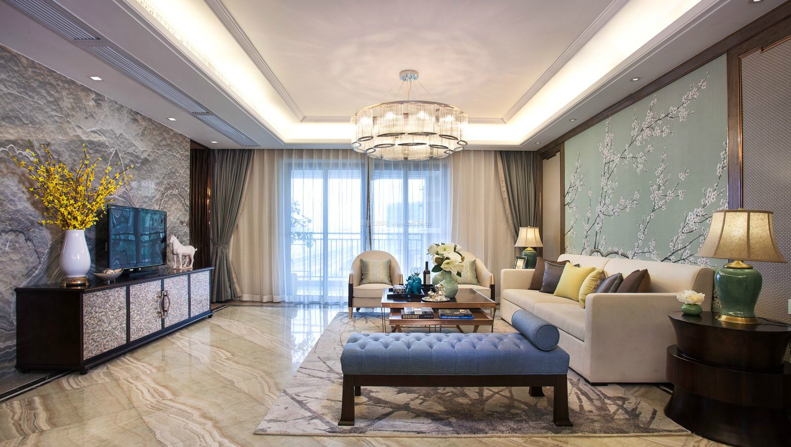 新中式风格客厅 组合沙发装修效果图片