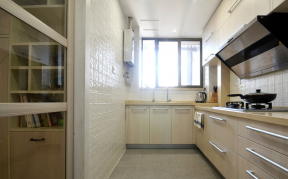 现代北欧风格厨房白色瓷砖贴图装修效果图