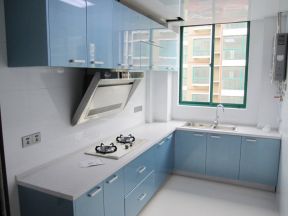 小居室厨房 蓝色橱柜装修效果图片