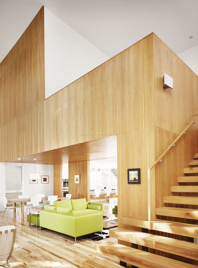 复式家居客厅实木装修效果图