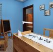90平米三居室书房蓝色墙面装修效果图片