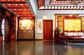 中式客厅实景 拱形门洞装修效果图片