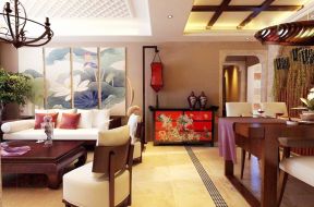 中式客廳實(shí)景 客餐廳效果圖