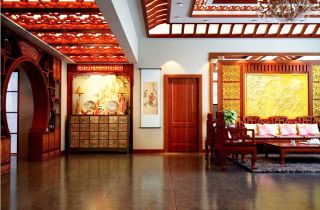 中式客厅拱形门洞装修效果实景图片
