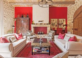 美式古典风格客厅壁炉设计装修效果图片2023
