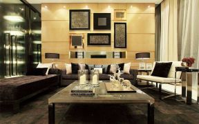 后现代风格客厅沙发 照片墙设计效果图