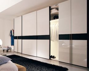 卧室移门衣柜 现代简约装修样板房效果图