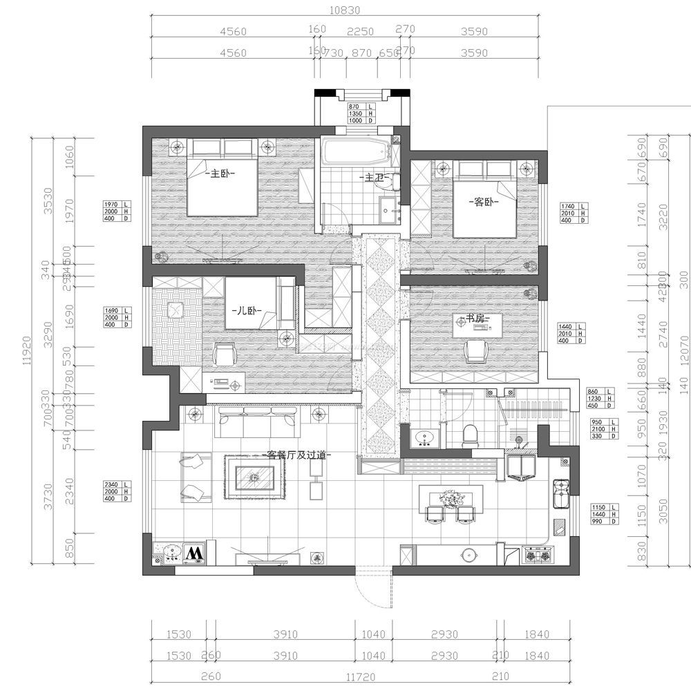 四房兩廳豪宅戶型圖