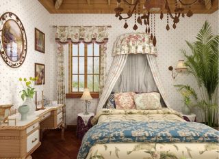 美式乡村风格家装床缦效果图片