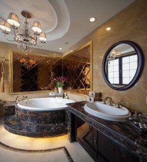 豪华欧式风格家庭台阶浴缸装修效果图片