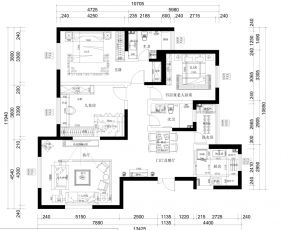 130平米别墅三室两厅两卫户型图片