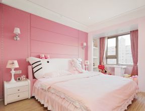 家装卧室背景墙 粉色卧室装修效果图