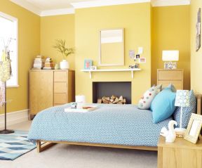 家装卧室背景墙 黄色墙面装修效果图