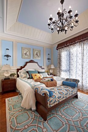 简约地中海风格 卧室床头背景墙装修效果图