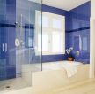 蓝色卫生间家装浴缸装修效果图片