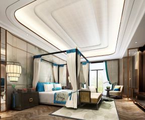 中式田园风格卧室床缦装修效果图片