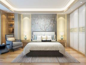 中式田园风格卧室装修效果图 卧室床头装饰画